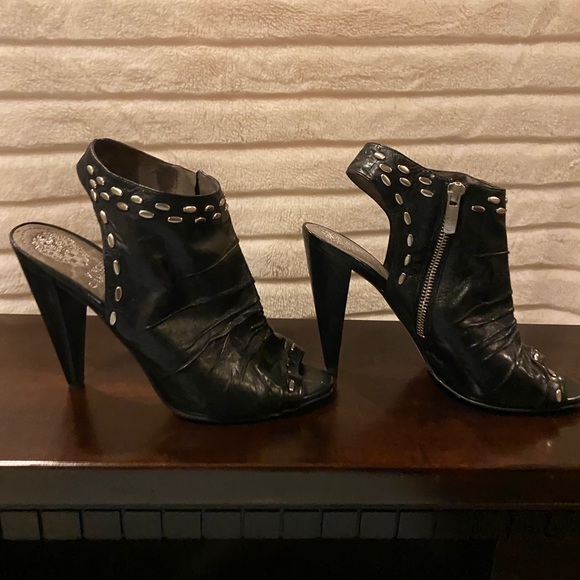 Vince Camuto Studded Peep Toe Booties - Picture 4 of 5